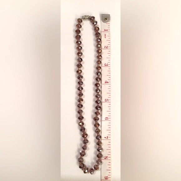 Facetted Iridescent Dusty Purple Crystal Necklace with clasp - Picture 3 of 3